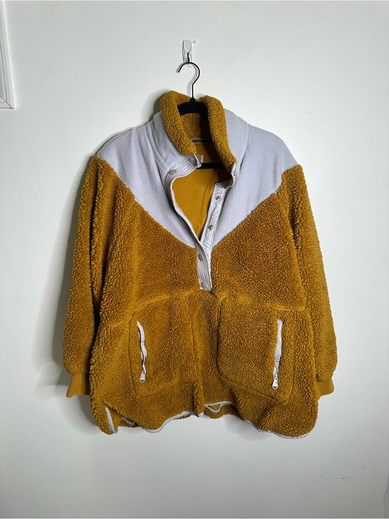 FP Movement by Free People Tops - Free People Movement Cozy Mustard Sherpa Pullover with Light blue Accents small